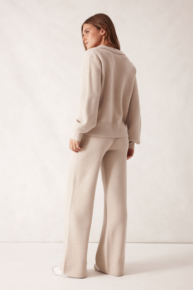 Soft Knit Pant, OATMEAL MARLE TEXTURED