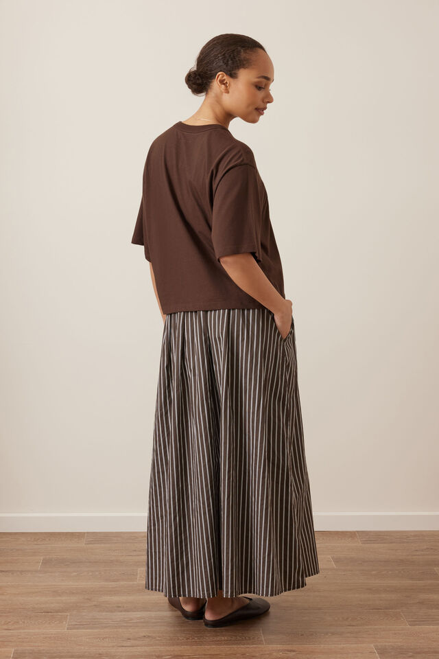 Florence Maxi Skirt, CHOCOLATE WHITE STRIPE