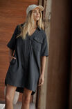 Boxy Shirt Dress, WASHED BLACK TWILL - alternate image 1