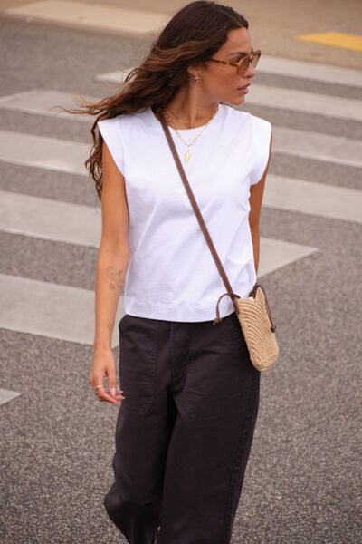 Esme Extended Shoulder Tee, WHITE