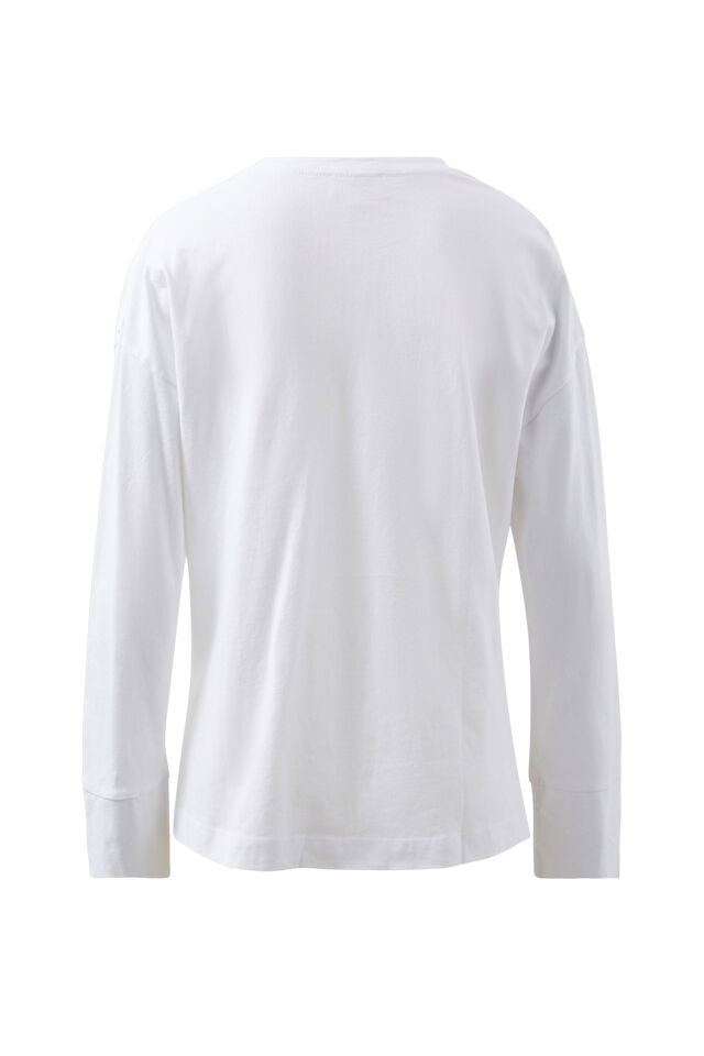 Scout Slouchy Long Sleeve  Tee, WHITE/MONOGRAM EMBROIDERY