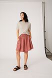 Linen Mini Skirt, RUST
