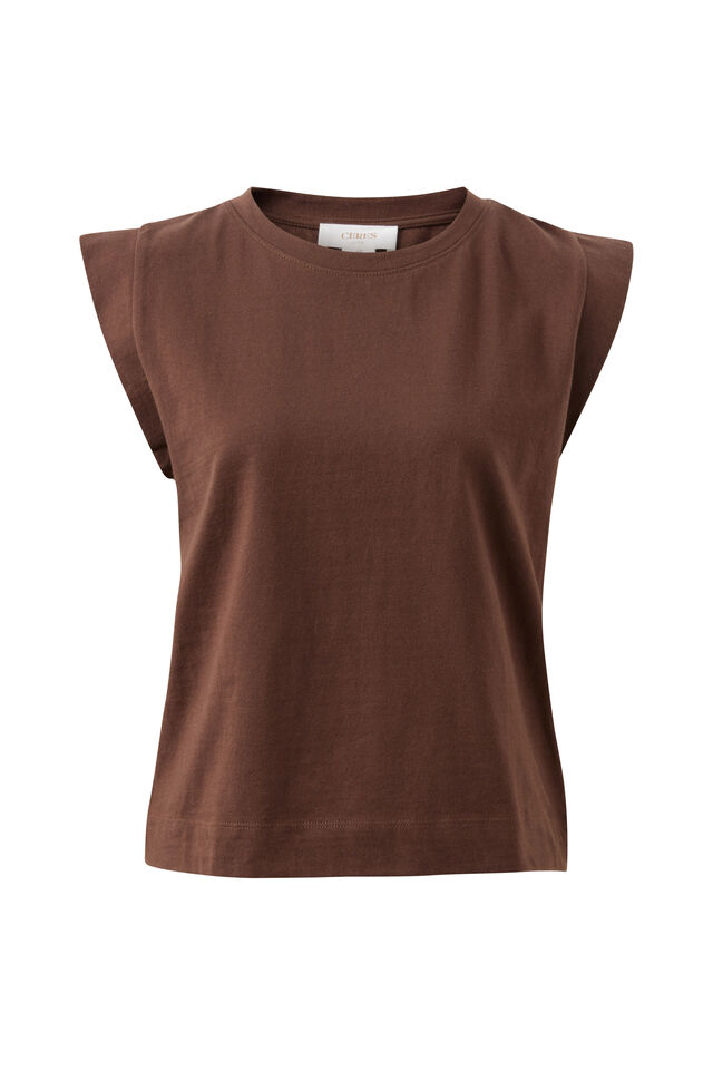 Esme Extended Shoulder Tee, CHOCOLATE