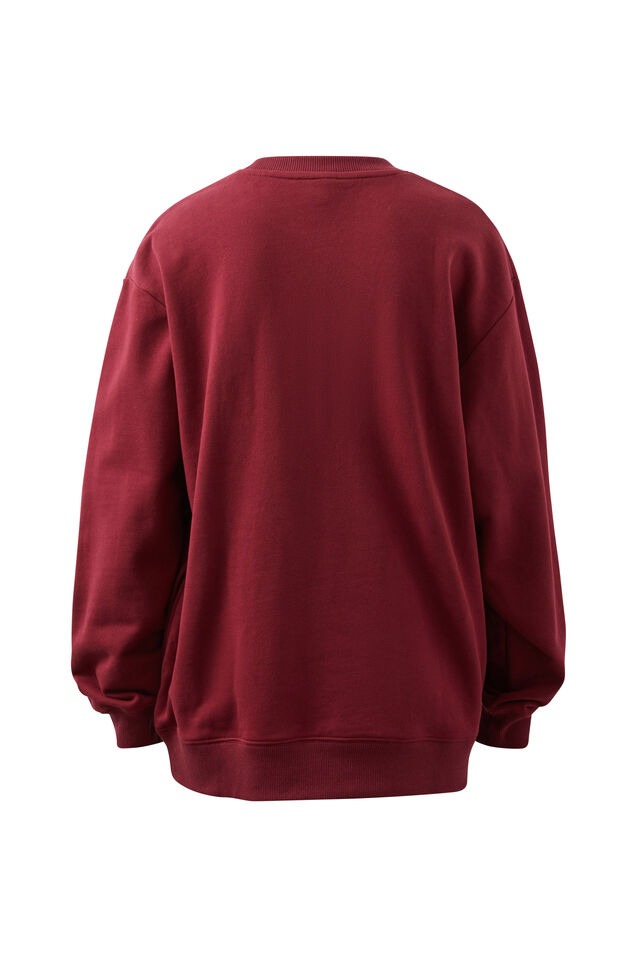 Isla Oversized Slouchy Crew, BURGUNDY BLUE HERITAGE LOGO