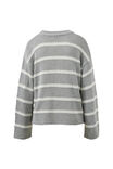 Lila Oversized Knit Crew, GREY MARLE STRIPE - example image 3