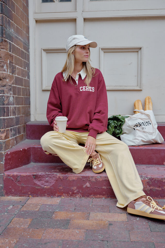 Wren Rugby Sweat, WASHED BURGUNDY WHITE HERITAGE LOGO