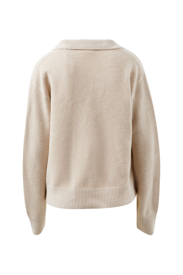 Kira Collared Knit, OATMEAL MARLE