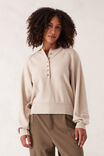 Raglan Button Knit, OATMEAL MARLE - alternate image 1