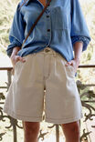 Sylvie Longline Pleat Denim Short, NATURAL ECRU - alternate image 1