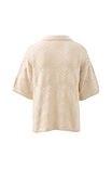 Demi Diamond Knit Collared Tee, ECRU - alternate image 3