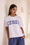 Stevie Slouchy Tee, WHITE/WASHED BLUE VARSITY - example image 1