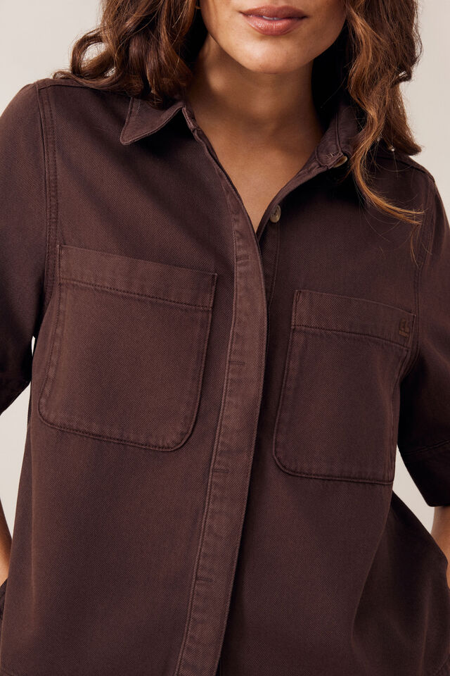 Noa Short Sleeve Shirt, CHOCOLATE