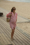 Crinkle Mini Dress, CORAL WHITE GINGHAM - alternate image 3