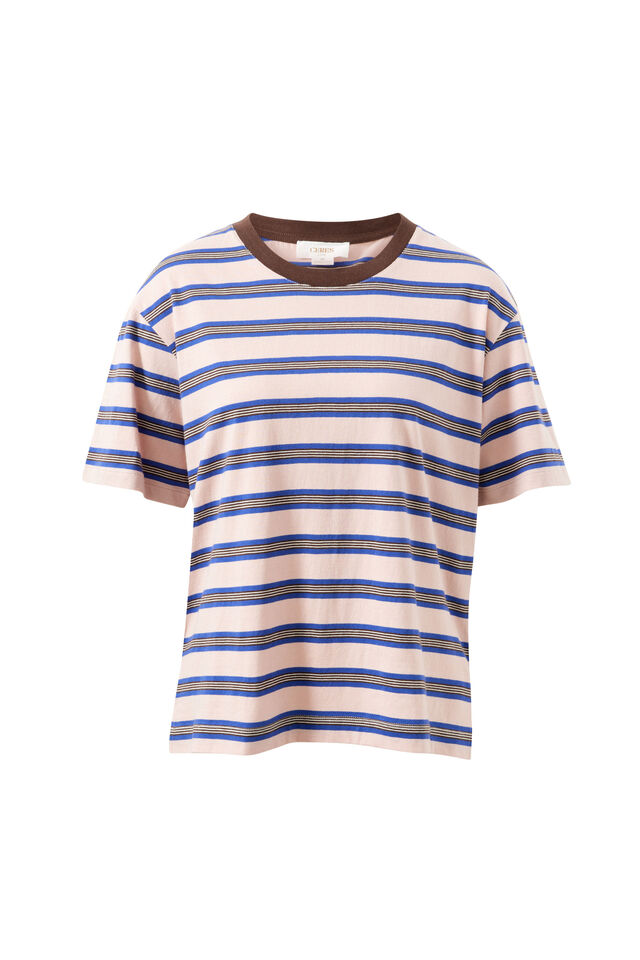 Stevie Slouchy Tee, CHALK PINK/POLO BLUE/CHOC STRIPE