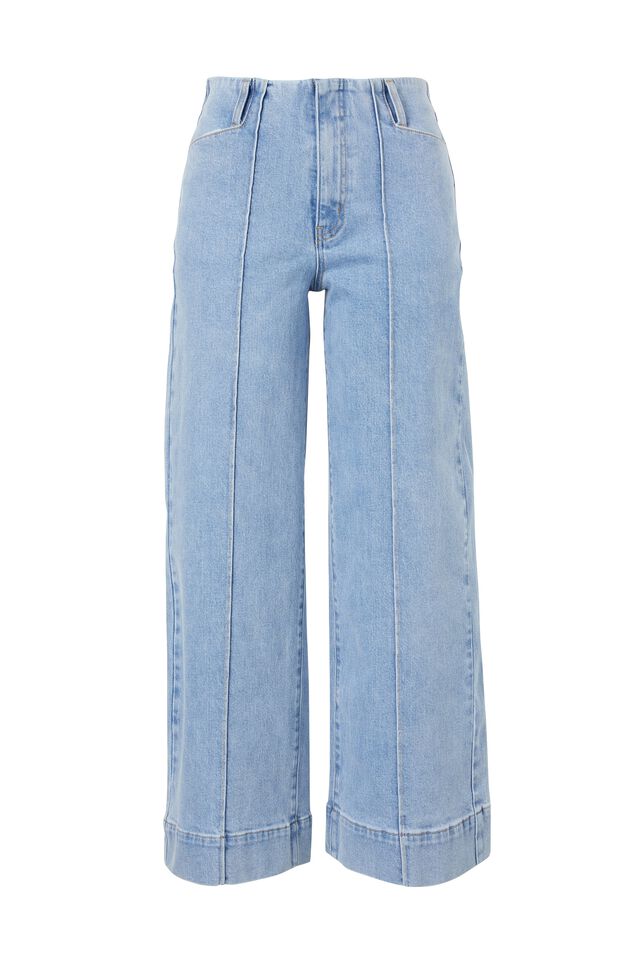Jacqui Felgate Pintuck Jean In Organic Cotton, MID VINTAGE BLUE WASH