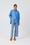 Oversized Poplin Shirt, CLASSIC BLUE AND WHITE STRIPE - alternate image 4