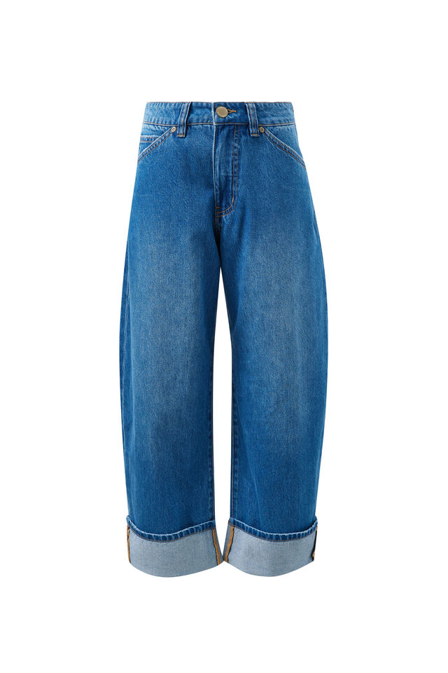 Frannie Cuffed Barrel Jean, FRESH INDIGO
