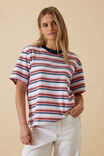 Stevie Slouchy Tee, WASHED CORAL/NEW NAVY STRIPE - alternate image 7