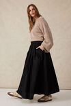 Poplin Maxi Skirt, BLACK - alternate image 6