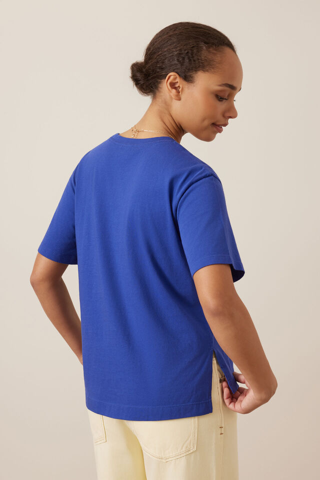 Stevie Slouchy Tee, POLO BLUE/MARSHMALLOW VARSITY