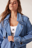 Longline Trench Coat, VINTAGE BLUE - alternate image 4