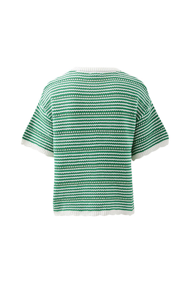 Nina Boxy Knit Tee, KELLY GREEN STRIPE