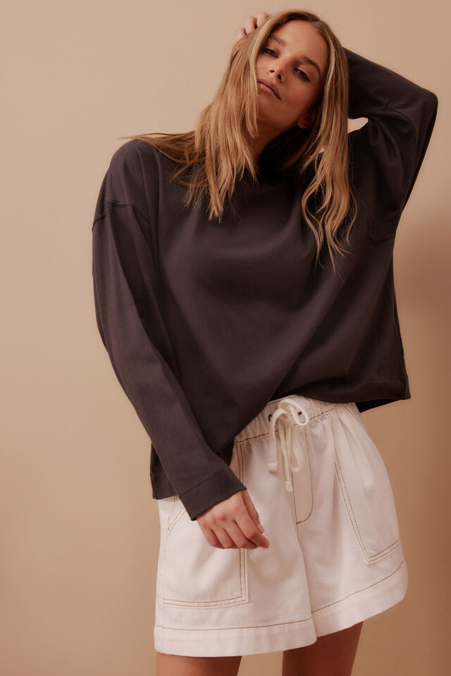 Relaxed Long Sleeve Tee, PHANTOM