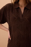 Daisy Diamond Knit Mini Dress, CHOCOLATE - example image 5