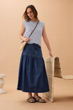 Drop Waist Denim Midi Skirt, CASPIAN BLUE - alternate image 5