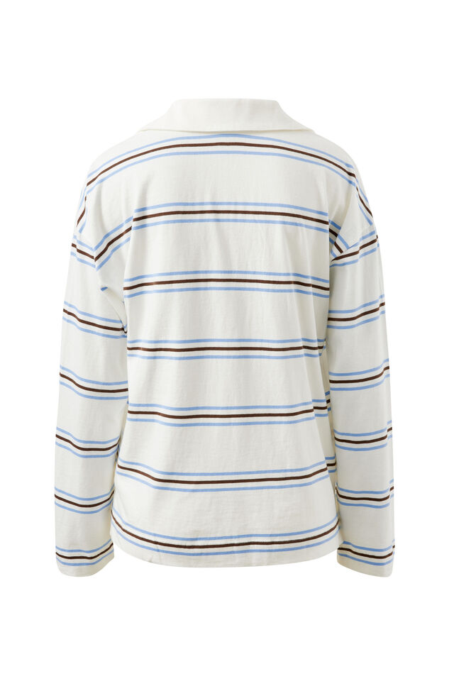Shelby Slouchy Rugby Top, VANILLA/BRUNETTE BROWN STRIPE