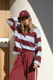 Shelby Slouchy Rugby Top, CHALK BLUE RAISIN STRIPE - alternate image 1
