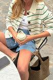 Soft Knit Collared Cardi, ECRU/KELLY GREEN STRIPE - alternate image 1