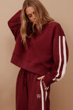 Sasha Sporty Slouchy Crew, BURGUNDY SIDE STRIPE - alternate image 4