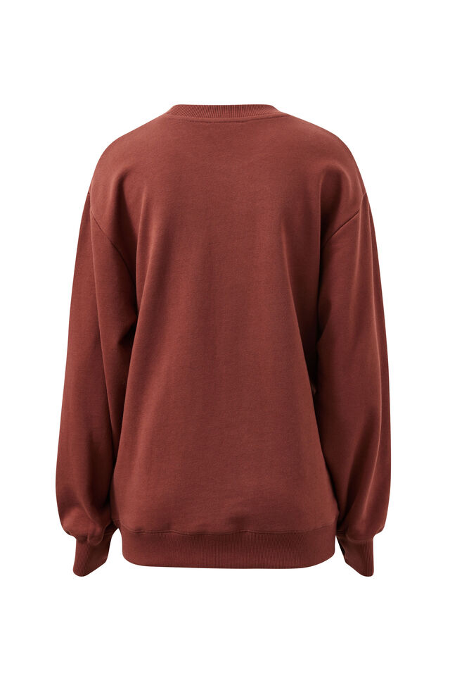 Isla Oversized Slouchy Crew, BURNT TOFFEE ORCHID HERITAGE LOGO