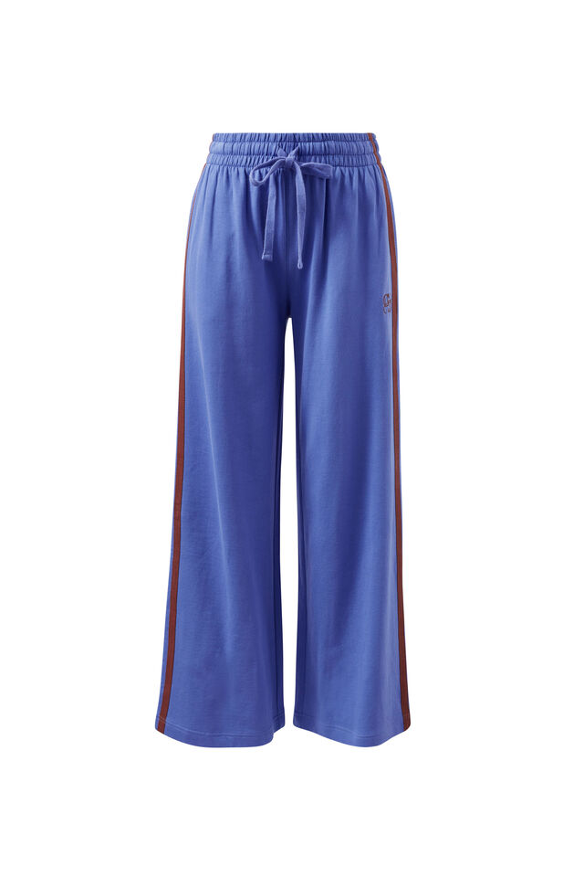 Gigi Wide Leg Terry Trackpant, VINTAGE BLUE MIXED SIDE STRIPE