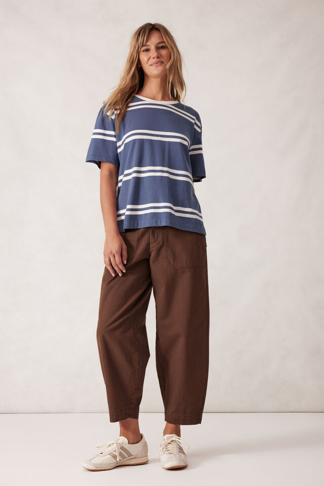 Stevie Slouchy Tee, MOONLIGHT/VANILLA HERITAGE STRIPE