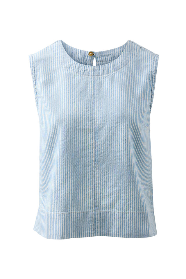 Maddy Shell Top, INDIGO WHITE STRIPE