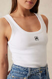 Zoe Contour Rib Scoop Tank, WHITE/BLACK MONOGRAM EMBROIDERY - alternate image 1