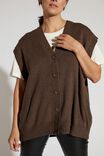 Soft Knit Oversized Vest In Recycled Blend, BITTER CHOCOLATE MARLE - alternate image 2