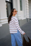 Scout Slouchy Long Sleeve  Tee, WHITE/WASHED OLIVE STRIPE - alternate image 5