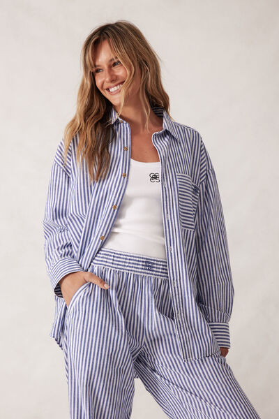 Peta Oversized Shirt, CLASSIC BLUE WHITE STRIPE