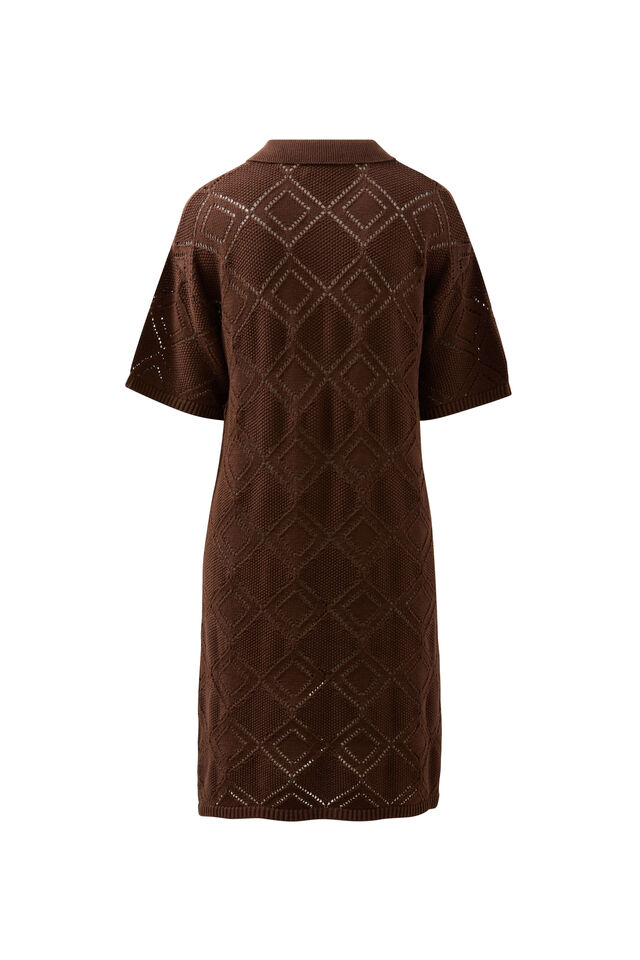 Daisy Diamond Knit Mini Dress, CHOCOLATE