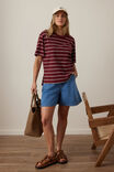 Stevie Slouchy Tee, BURGUNDY/MILK STRIPE - example image 5