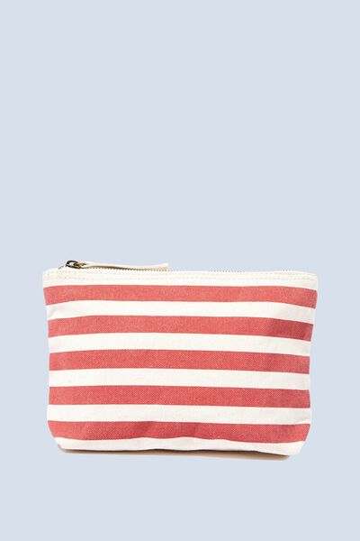 Personal Pouch In Organic Cotton, RED STRIPE
