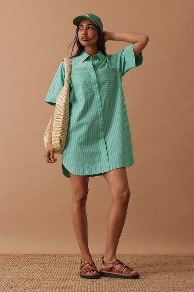 Sara Mini Shirt Dress, ZESTY TRIPLE STRIPE