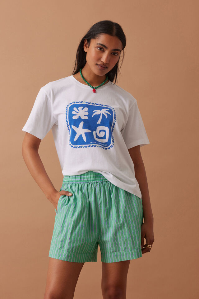 Mila Short, ZESTY GREEN TRIPLE STRIPE