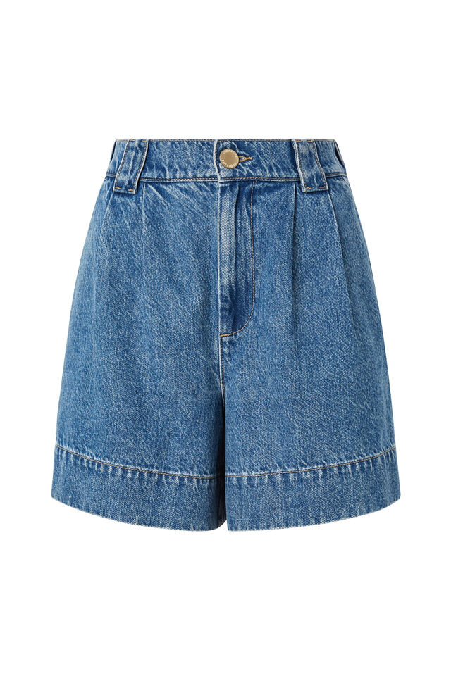 Pleat Front Short, FRESH INDIGO DENIM