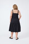 Strappy Tiered Dress In Organic Cotton Poplin, BLACK - alternate image 5