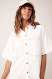 Short Sleeve Tiered Pocket Shirt Dress, FRESH ECRU - alternate image 4