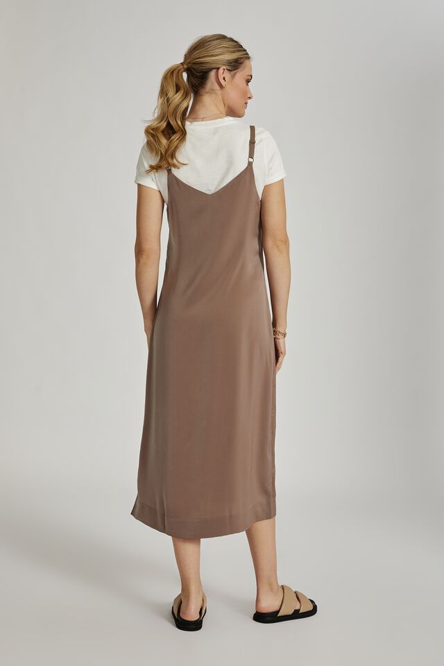 Satin Slip Dress With Recycled Fibres, TAUPE